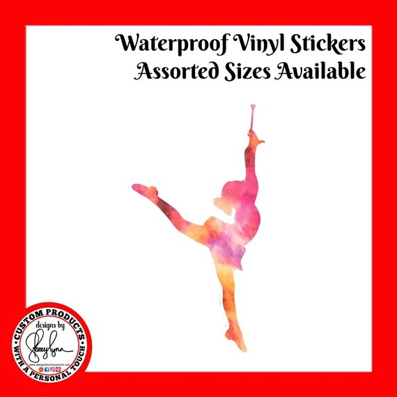 BATON TWIRLER STICKER Waterproof tear-resistant vinyl decal in assorted sizes