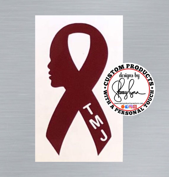 TMJ awareness ribbon decal | TMJ ribbon | November awareness month | temporomandibular joint disorder | Burgundy decal