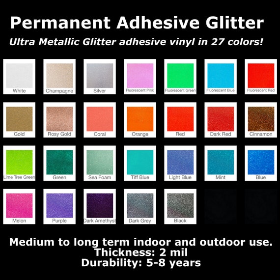 Ultra Glitter Adhesive Vinyl | 12"x12" | Permanent Outdoor Vinyl | Glitter Vinyl | UV Safe | PVC Film