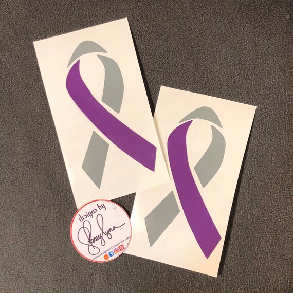 MENINGIOMA AWARENESS RIBBON decal | Brain Tumor Ribbon | Brain Cancer Awareness Ribbon | Grey & Purple ribbon