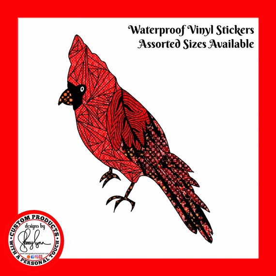 CARDINAL STICKER- Waterproof, tear-resistant, vinyl decal available in assorted sizes or full sheets