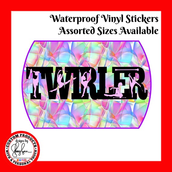 TWIRLER STICKER Waterproof tear-resistant vinyl decal in assorted sizes