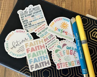 Christian Waterproof 6 Sticker Pack – Durable Vinyl Stickers for Water Bottles, Journals, Car Windows, Laptops & More, Pack 2254