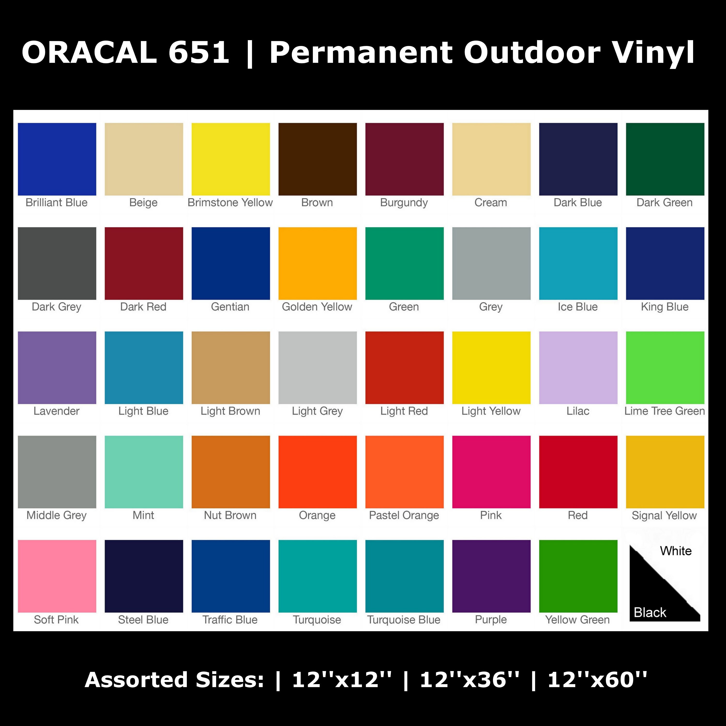 Oracal 651 Adhesive Vinyl Permanent Outdoor Vinyl High Etsy