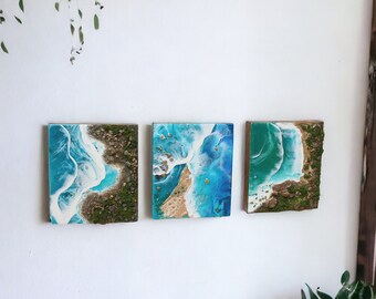 Seascape painting, Cornwall coast, resin waves painting, coastal seascape painting, resin ocean seascape, ocean art, mixed media painting