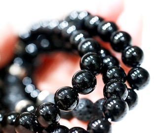Black Onyx and Lava Stone Bracelet, Onyx Bracelet, 8mm Beaded  Bracelet, Diffuser Bracelet, Gemstone Bracelet, Protective Crystal Stone, Uk