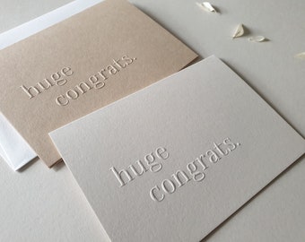 Congratulations embossed greeting card, Modern and minimal