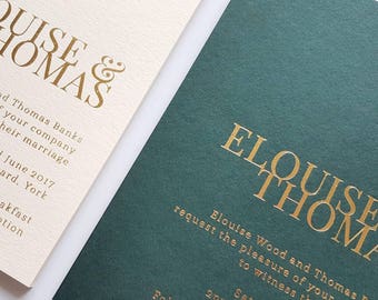 Gold Foil Wedding Invitation, Modern, Minimal, Elouise Sample