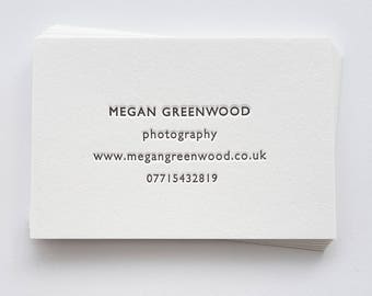Modern Minimal Letterpress Business Card 'Greenwood'