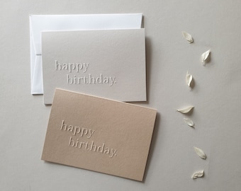 Happy Birthday embossed greeting card, Modern and minimal