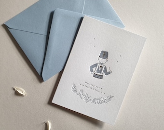 Christmas Drummer Card, letterpress, gold foil