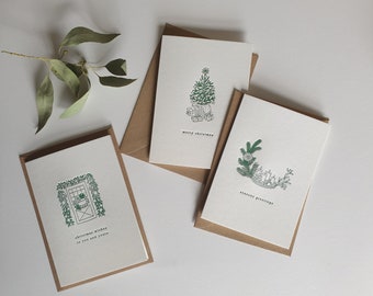 Traditional Letterpress Christmas Cards, pack of 6