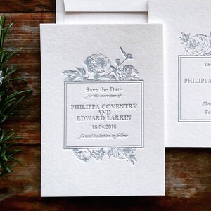 Carte "Retenez cette date" pour mariage typographique, Moderne, Traditionnel, Floral, Echantillon Juliette