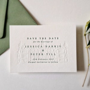 Tarjeta de invitación para boda con impresión tipográfica, moderna y minimalista, ilustración para el lugar - Emmeline