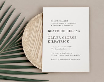 Letterpress Wedding Invitation, Modern, Minimal, Beatrice