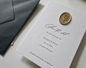 Letterpress Wedding Save the Date, Modern, Minimal - Gisèle