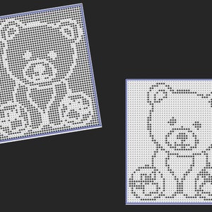 May include: Black and white pixel art of a bear holding two pumpkins. The bear is outlined in white and the pumpkins are filled in with white.