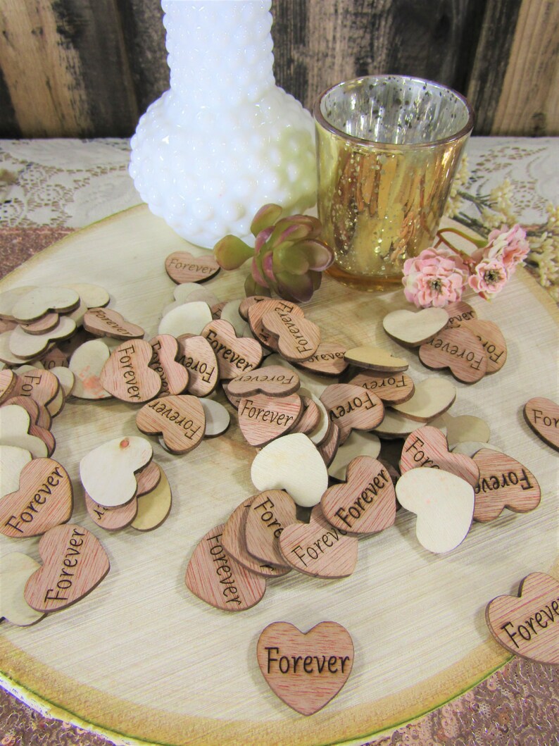 100 Forever Hearts 1 Wood Hearts Wedding Etsy