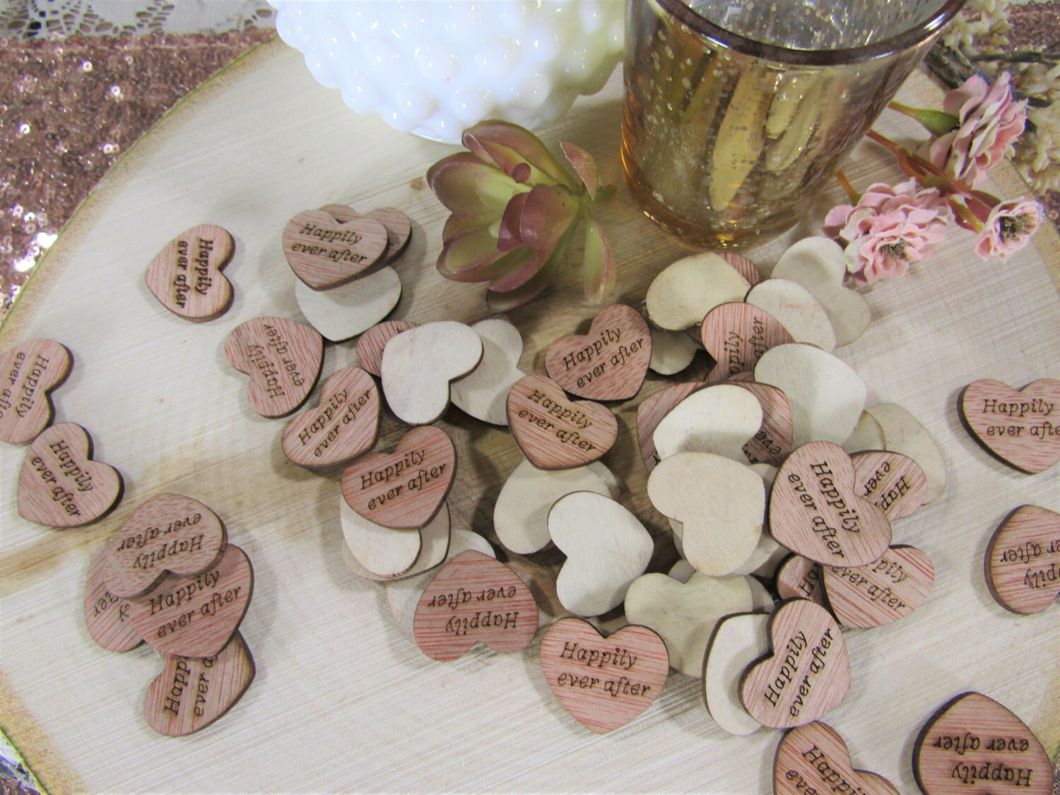 100 Happily Ever After Hearts 1 Wood Etsy