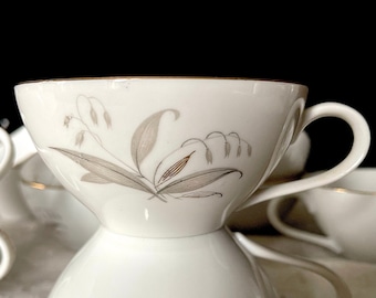 1961 Kayson &quot;Golden Rhapsody&quot; Porcelain Cups (1) Gold and Taupe Floral Motif, Gold Trim, Good Used condition, No Damages, Size in Photos
