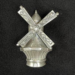 1940's Lang Windmill Brooch, Repousse' w Articulated Arms, Exc. VTG Cond., 1-3/4"H X 1-1/4"W X 7/16"D, The Extra Long Pin Pre 1950's