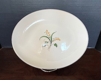 1960's Edwin M Knowles "Forsythia" Heavy Ceramic Platter, 12-5/8", Elegant Mid Century Yellow Floral Center Design, Excellent VTG Condition