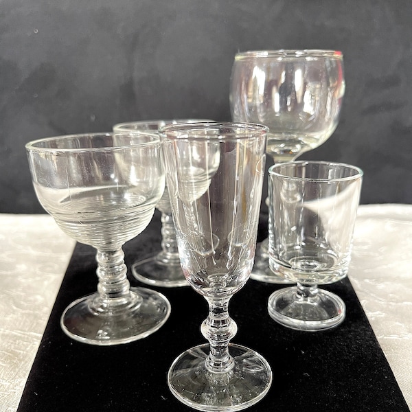 50's-60's Assorted VTG Cordial Stems, Clear Glass, 1 is a Sherry Stem, Excellent VTG Condition Size in Photos