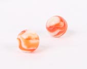 ALLEY FLAME Agate Marbles, Beautiful Red Orange over White, Excellent VTG Cond.