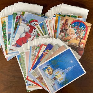 1993, 1990's (29) March of Dimes, Handicapped Artists. Vários cartões de Natal sem uso, 29 cartões, 29 envelopes, excelente condição VTG sem uso