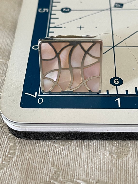 VTG Sterling Silver Flat Top Rectangular Ring wit… - image 8