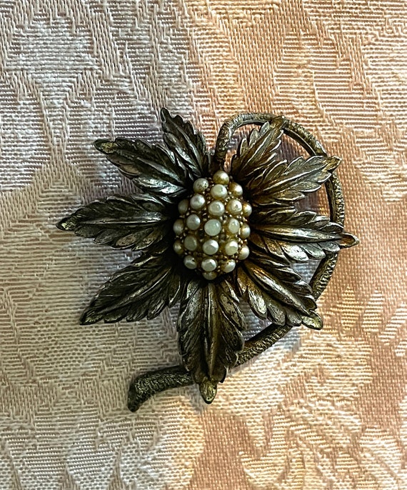 1950's Tortolani Exotic Textured 3D Flower Brooch… - image 3
