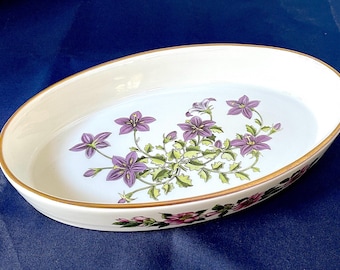1989-2015 SPODE "Stafford Flowers" Oval Casserole, "Campanula" 3 Diff Flowers, Oven to Table, No Wear, No Damage, Size in Photos, England
