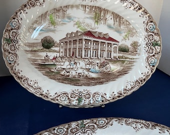 1969-1985 2 Johnson Brothers "Southern Plantation" 13.5" Platters, Both Have No Wear or Damage. One has Overall Crazing. See "Details"