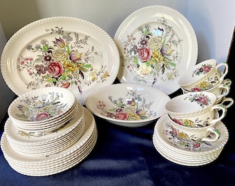 Vintage Pomona Pattern Windsor Ware Soup Bowls | Johnson Bros