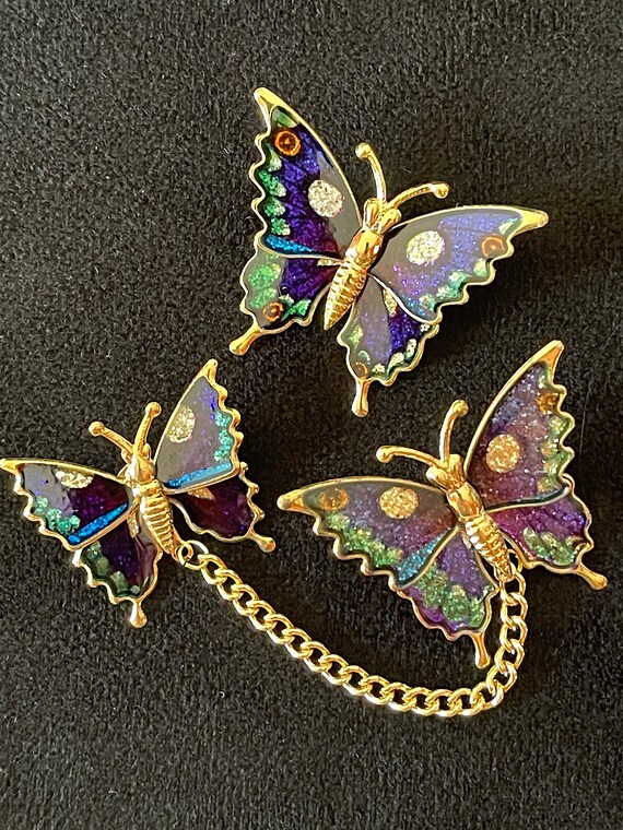 1950's-60's Metallic Enamel Butterfly Scatter Pin… - image 2