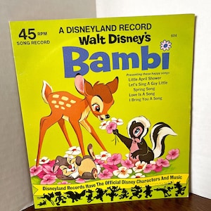 1975 Walt Disney&#39;s &quot;Bambi&quot; Um disco da Disneylândia, disco de 45 RPM, O amor é uma canção, a canção mais feliz, excelente VTG Cond, o disco parece não ser usado,