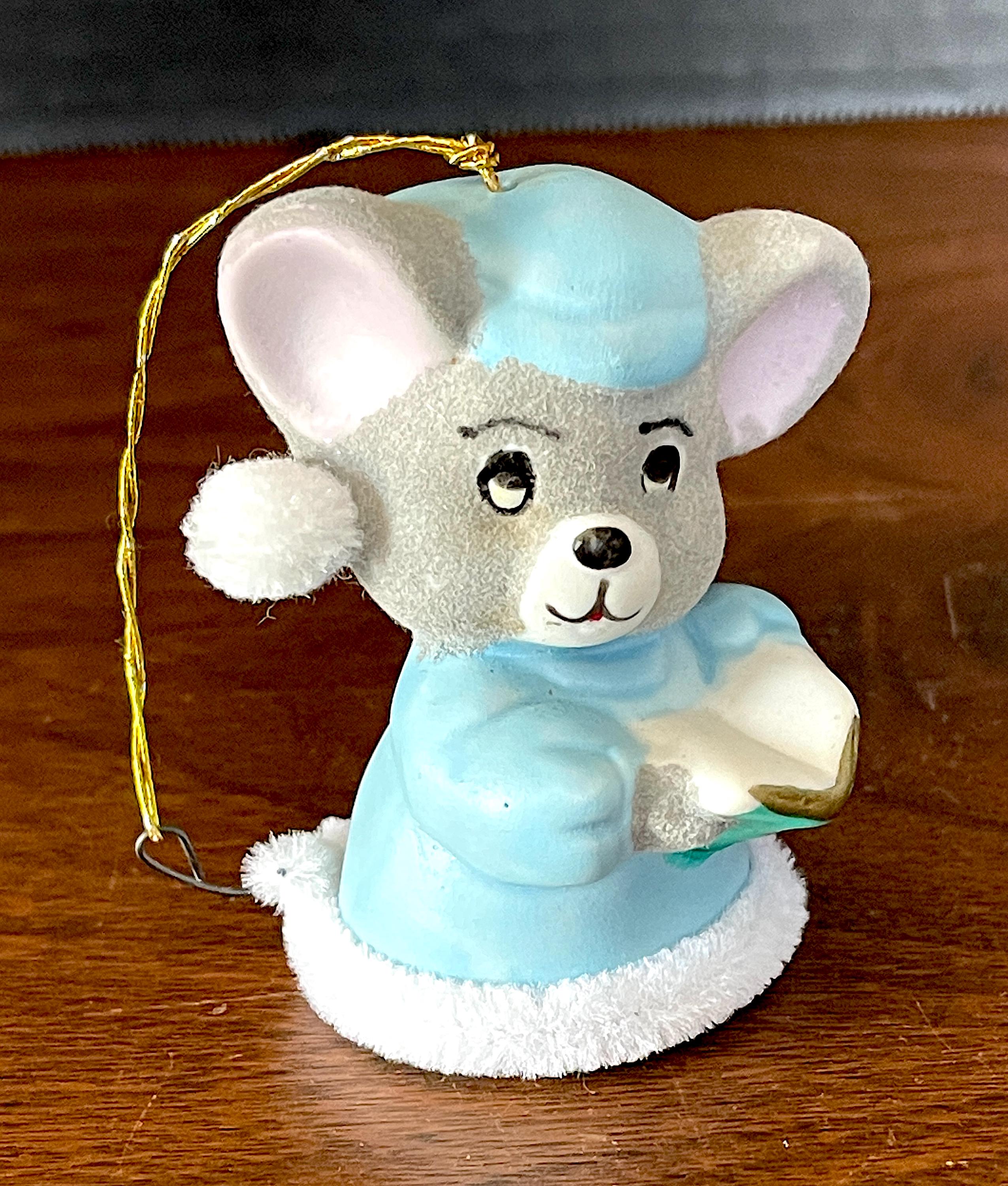 【まーちゃんさま】* vintage ornament ❀ * 淡いブルーのベル 1980's JASCO L'il Chimer Christmas Ornament, Mouse in Blue