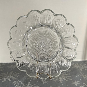 1975-2002 Indiana Glass Deviled Egg Platter, Hobnail w Rays from Each Egg Well, Excellent VTG Cond. Lines are Hot Glass Strings, NOT CRACKS
