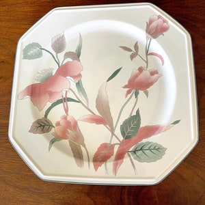 1980-2006 MKASA Silk Flowers 12-1/4&quot; Chop Plate Octagonal, Very Light Use, Exc VTG Cond. NO Damage, Dishwasher Microwave Oven and Oven safe
