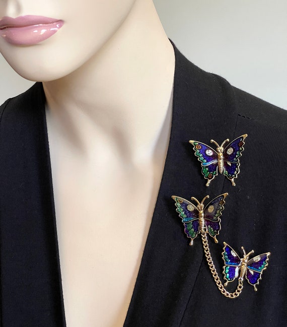 1950's-60's Metallic Enamel Butterfly Scatter Pin… - image 9