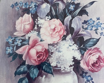 ローズ様 1984 SYROCO Plastic Frame Floral Still-life 3268 Pink Roses