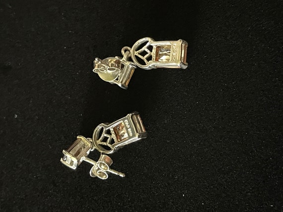 VTG Sterling Silver Posts Double Rectangular Crys… - image 7