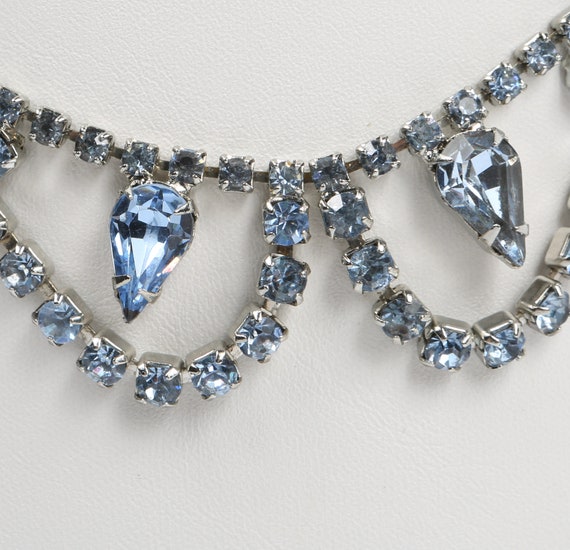 50's Blue Crystal Choker Rhodium Plated, Hollywoo… - image 2