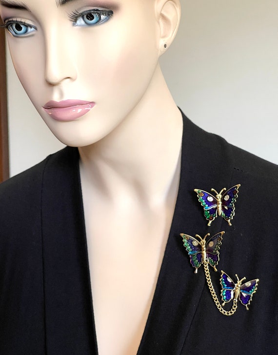 1950's-60's Metallic Enamel Butterfly Scatter Pin… - image 8