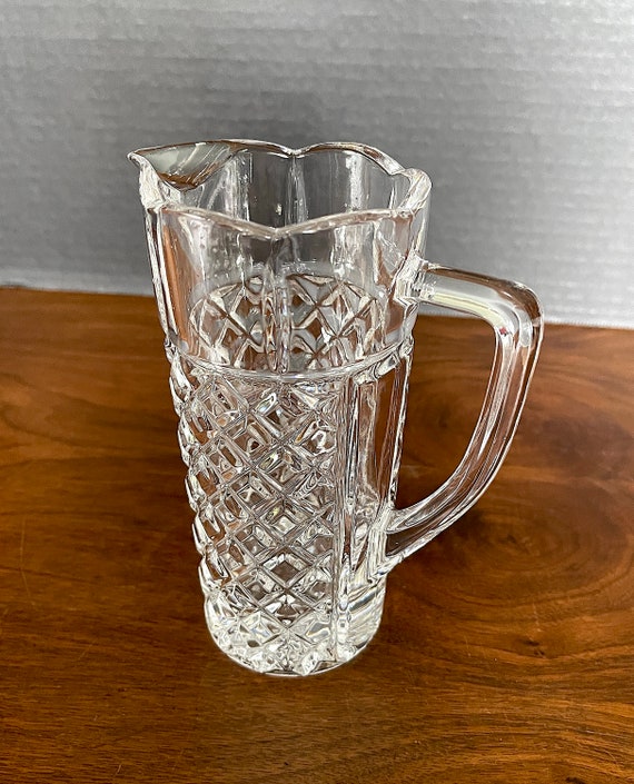 VTG Kristal Zajecar Tall Slim 24% Lead Crystal 12oz Pitcher 6-1/4" Tall, Great Unused VTG Condition, There is a MFG Flaw Top Left Side.