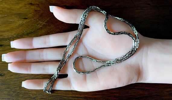 1970's Silver Tone Rectangle Sharp Corner Links, … - image 5