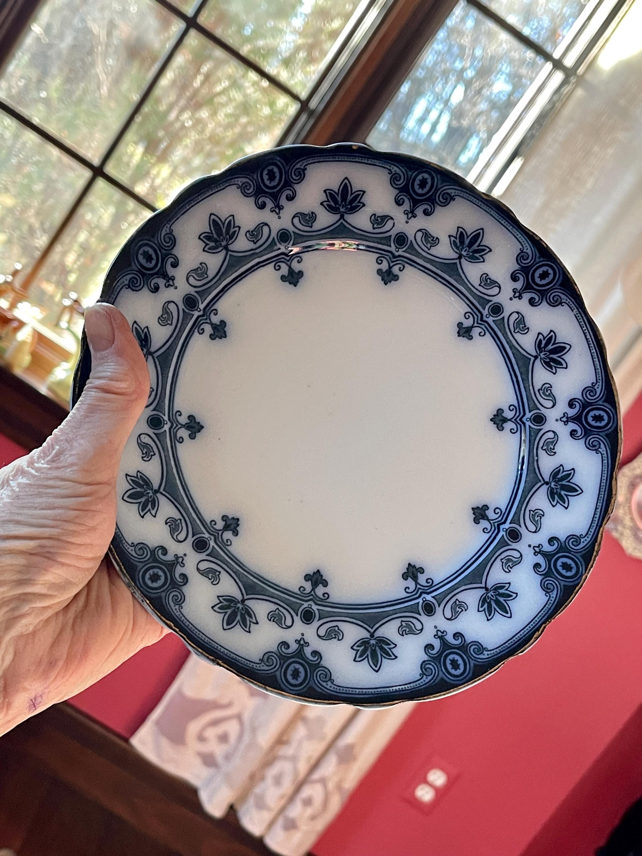  BURSLEM アンティーク食器 1893-1908 Burslem England, F. & Sons, Flow Blue, 