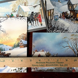 Tarjetas navideñas Season's Blessings de 1995, cada una con saludo y versículo bíblico, 6 hermosas imágenes antiguas, excelente estado, sin usar, sin daños