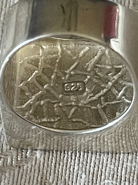 VTG Sterling Silver Flat Top Rectangular Ring wit… - image 4