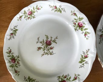 Johann Haviland China Corp, Moss Rose, platos llanos de 10" (4) vendidos juntos, Traditions Fine China, VTG 1976-, muy poco desgaste, SIN daños.